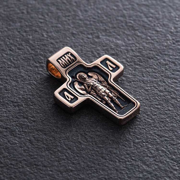 ﻿Золотий хрест "Спас Нерукотворний. Архангел Михаїл" п02935 від ювелірного магазину Онікс - 2