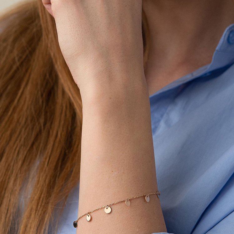 Браслет "Монетки" в красном золоте б04532 от ювелирного магазина Оникс - 3