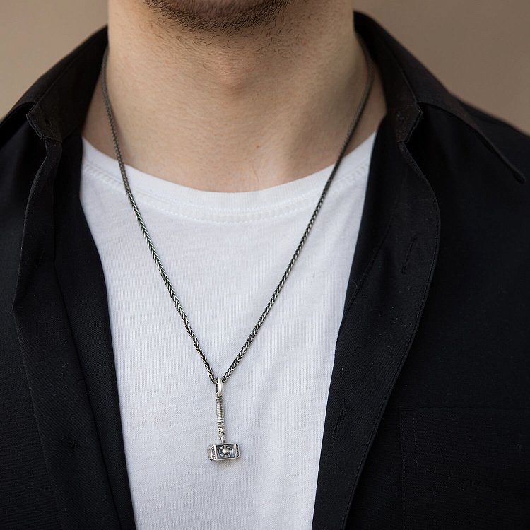 Серебряный кулон "Молот с коловратом и рунами" 133228 от ювелирного магазина Оникс - 9