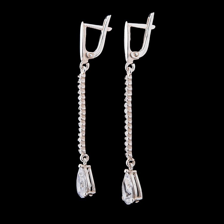 Срібні сережки (фіаніти) 121040 від ювелірного магазину Онікс - 2