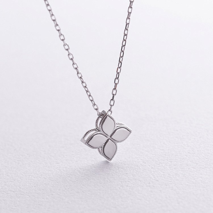 Кольє "Конюшина" в білому золоті кол02493 від ювелірного магазину Онікс