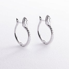 Серьги "Змеи" в белом золоте с08486