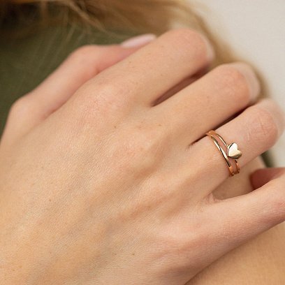 Кольцо "Сердечко" в красном золоте к07152 №5