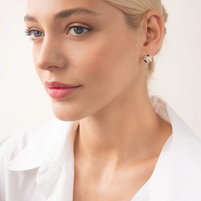 Золоті сережки (перли, фіаніти) с07360 №8