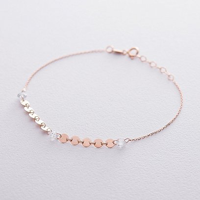 Золотой браслет Монетки с фианитами б04287