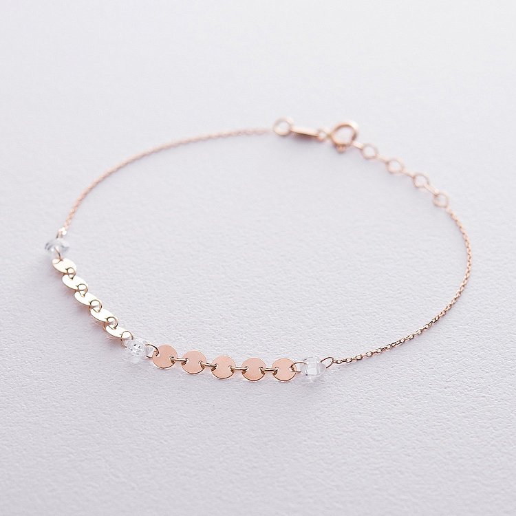 Золотой браслет Монетки с фианитами б04287 от ювелирного магазина Оникс