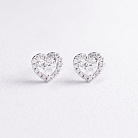 Серьги - пусеты "Сердечки" в белом золоте (бриллианты) сб0709ca от ювелирного магазина Оникс