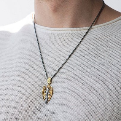 Срібна підвіска "Ангел" з позолотою 132226 №2