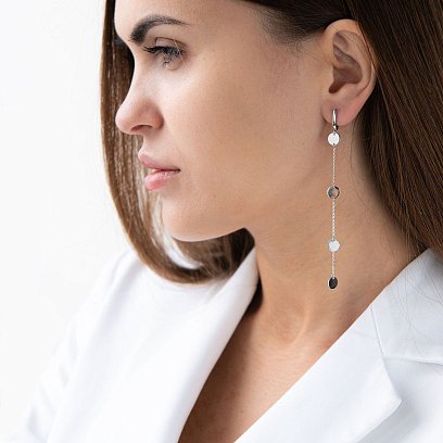 Сережки "Монетки" в білому золоті с07171 №2