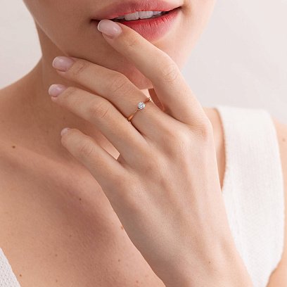 Заручальна золота каблучка з діамантом 220552421 №2