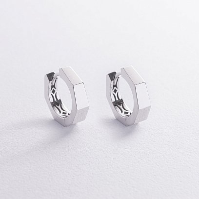 Серьги - кольца "Bruna" в белом золоте с09027