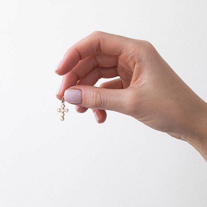 Золотой крестик с фианитами п00884 №2