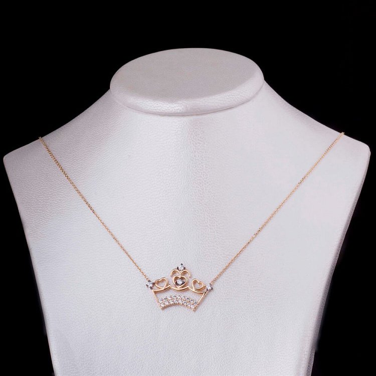 Золоте кольє "Корона" з фіанітами кол00641 від ювелірного магазину Онікс