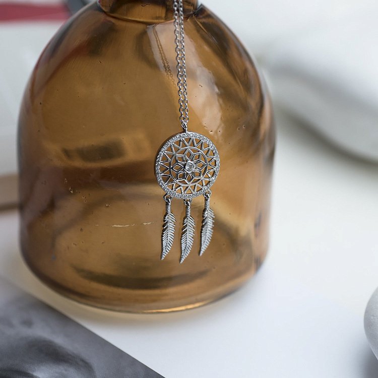 Срібне кольє "Ловець снів" (фіаніт) 18645 від ювелірного магазину Онікс - 5