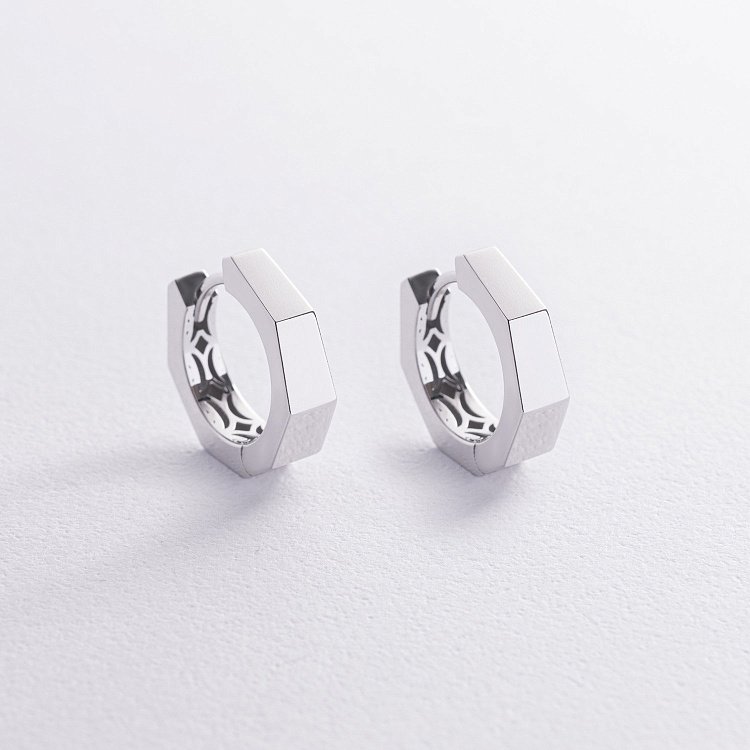 Серьги - кольца "Bruna" в белом золоте с09027 от ювелирного магазина Оникс