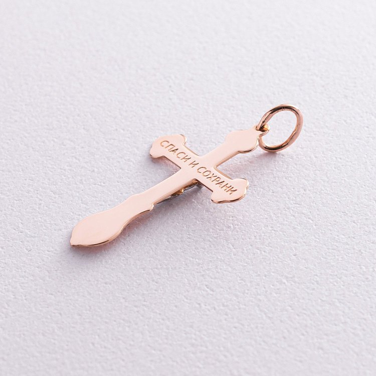 Золотой православный крестик "Распятие. Спаси и сохрани" п02089 от ювелирного магазина Оникс - 2