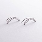 Срібні сережки - клаймбери "Сільвія" з фіанітами 40022 от ювелирного магазина Оникс - 3