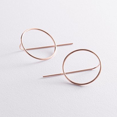 Серьги "Геометрия" в красном золоте с07882 №4