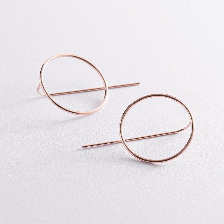 Серьги "Геометрия" в красном золоте с07882 от ювелирного магазина Оникс - 3