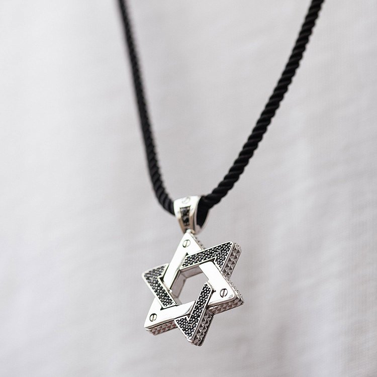 Кулон "Зірка Давида. Символ CHAI" у сріблі (фіаніти) 1118с від ювелірного магазину Онікс - 3