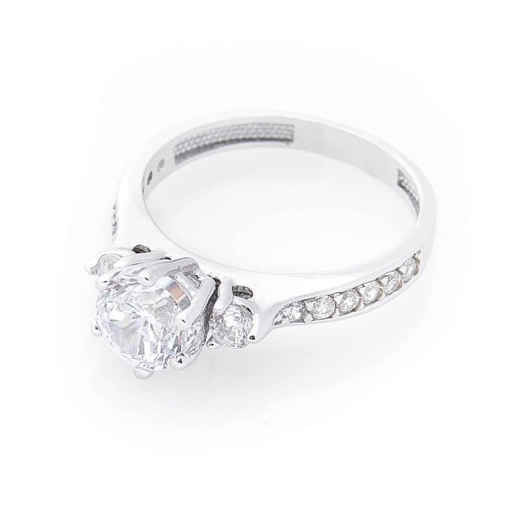 Золота заручальна каблучка з фіанітами к04543 від ювелірного магазину Онікс - 2