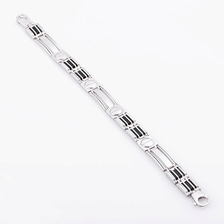 Чоловічий срібний браслет з оніксом 14654 від ювелірного магазину Онікс - 1