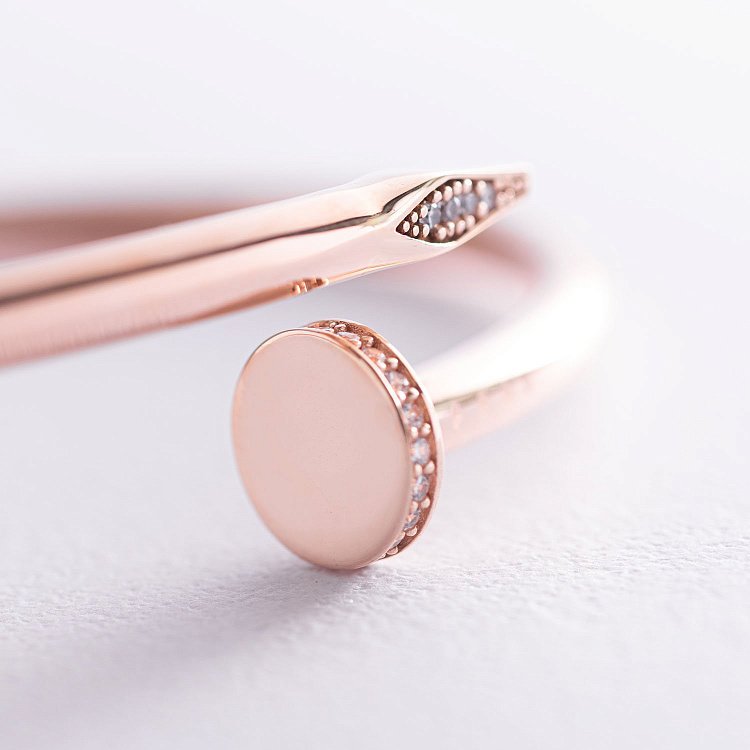 Золотий браслет "Цвях" з фіанітами б02095 від ювелірного магазину Онікс - 2