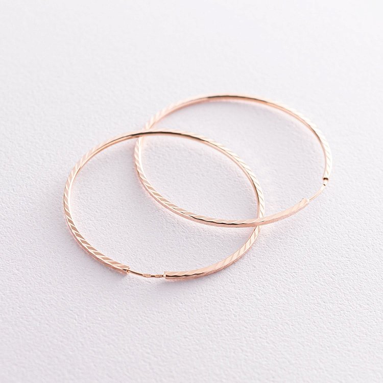 Сережки - кільця в червоному золоті (4.4 см) с01880 від ювелірного магазину Онікс