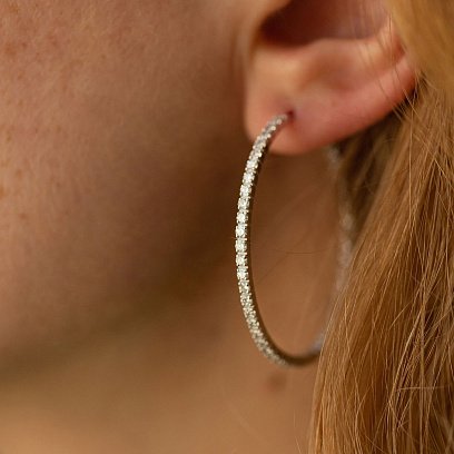 Золоті сережки - кільця з діамантами 313231121 №5