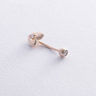 Золотой пирсинг в пупок "Сердечко" (фианит) пир00262 №2