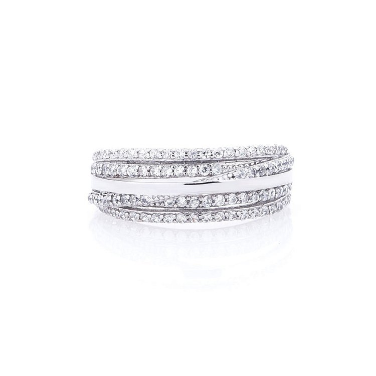 Серебряное кольцо с фианитами (родий) 111274 от ювелирного магазина Оникс - 6