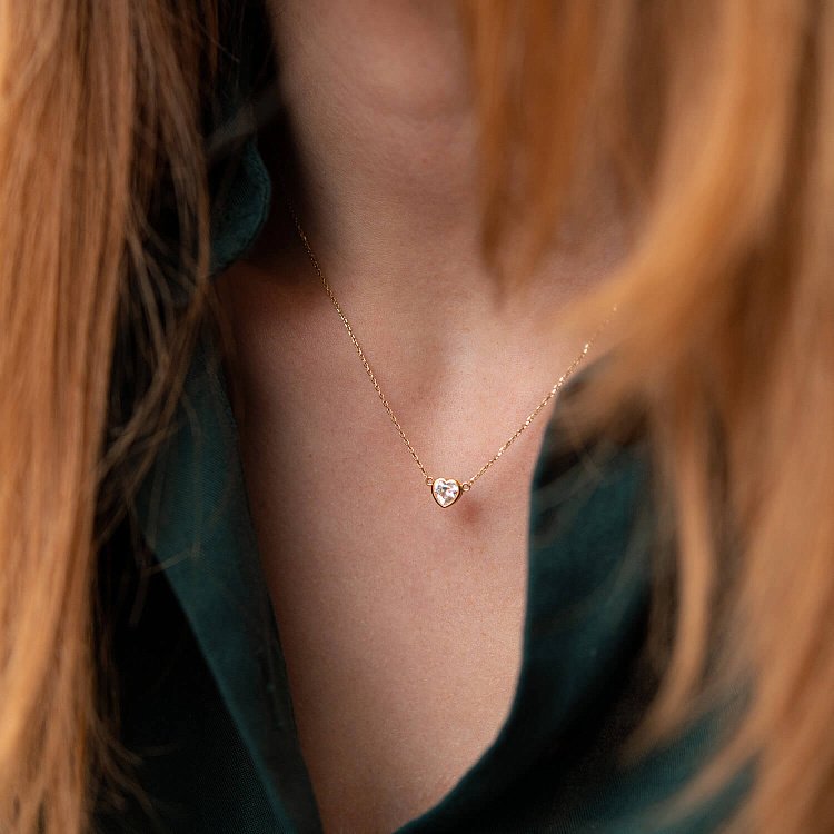 Колье "Сердечко" в желтом золоте кол01822 от ювелирного магазина Оникс - 4