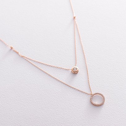 Подвійне золоте кольє "Ханна" з фіанітами кол01862