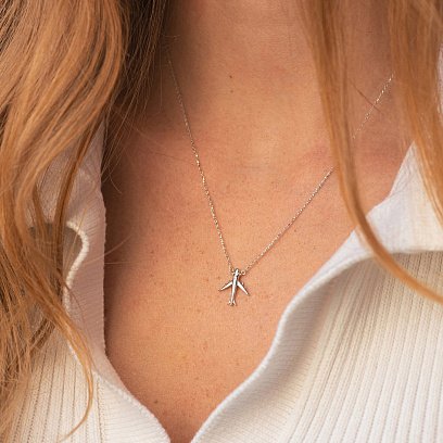 Золотое колье "Самолет" с фианитом кол02456 №5