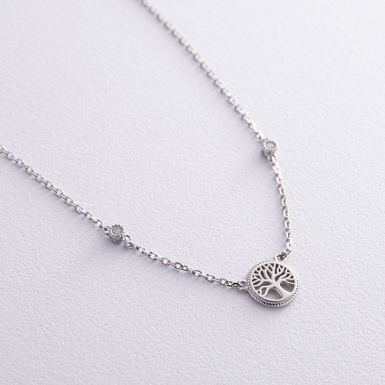 Серебряное колье "Древо жизни" (фианит) 18816 от ювелирного магазина Оникс