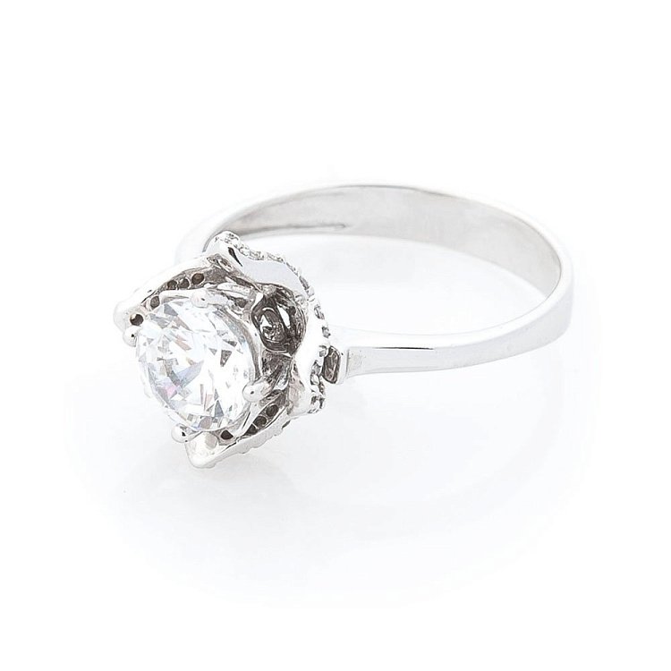 Золота каблучка з фіанітом к01875 від ювелірного магазину Онікс - 1