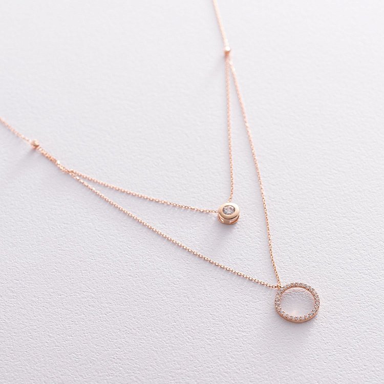 Подвійне золоте кольє "Ханна" з фіанітами кол01862 від ювелірного магазину Онікс