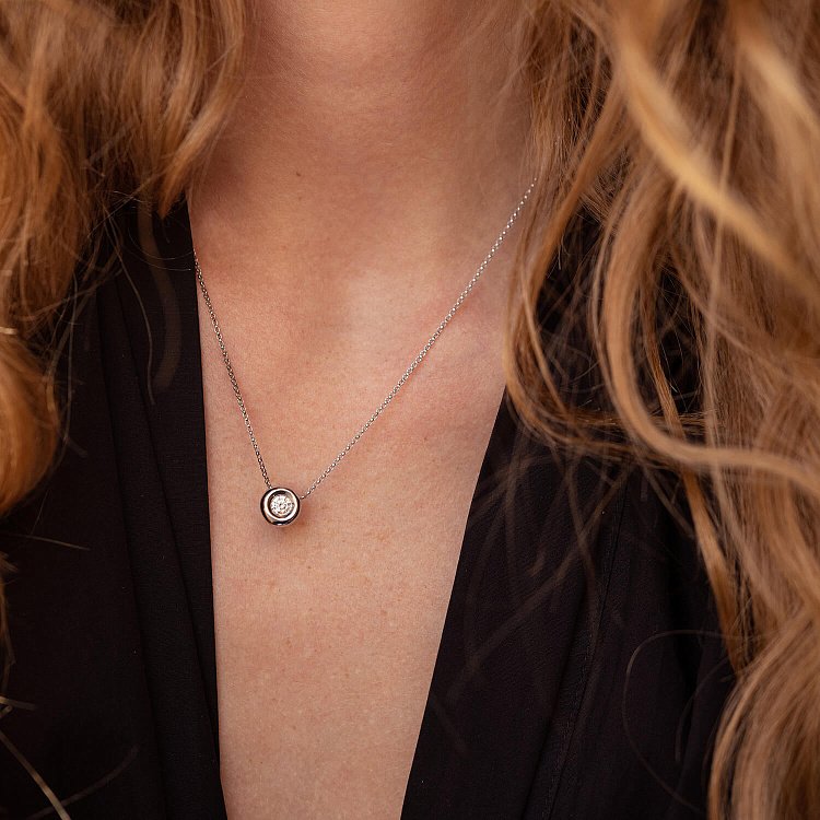 Золотое колье с одним камнем (бриллиант) кол402ke от ювелирного магазина Оникс - 5