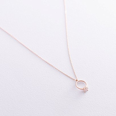 Золотое колье с помолвочным кольцом (фианит) кол00989