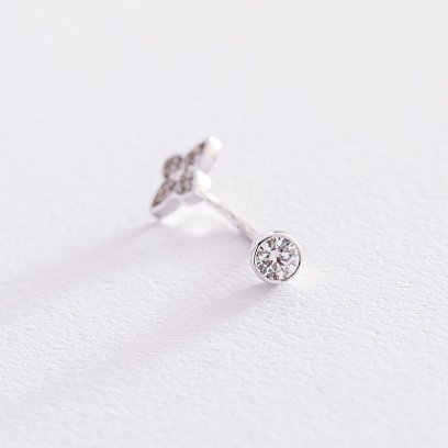 Золотой пирсинг в пупок "Клевер" с фианитами пир00248 №2