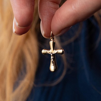 Золотий хрестик "Розп'яття. Спаси та Збережи" п03751 №2