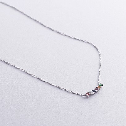 Золотое колье с бриллиантами и разноцветными сапфирами колб0125gm №4