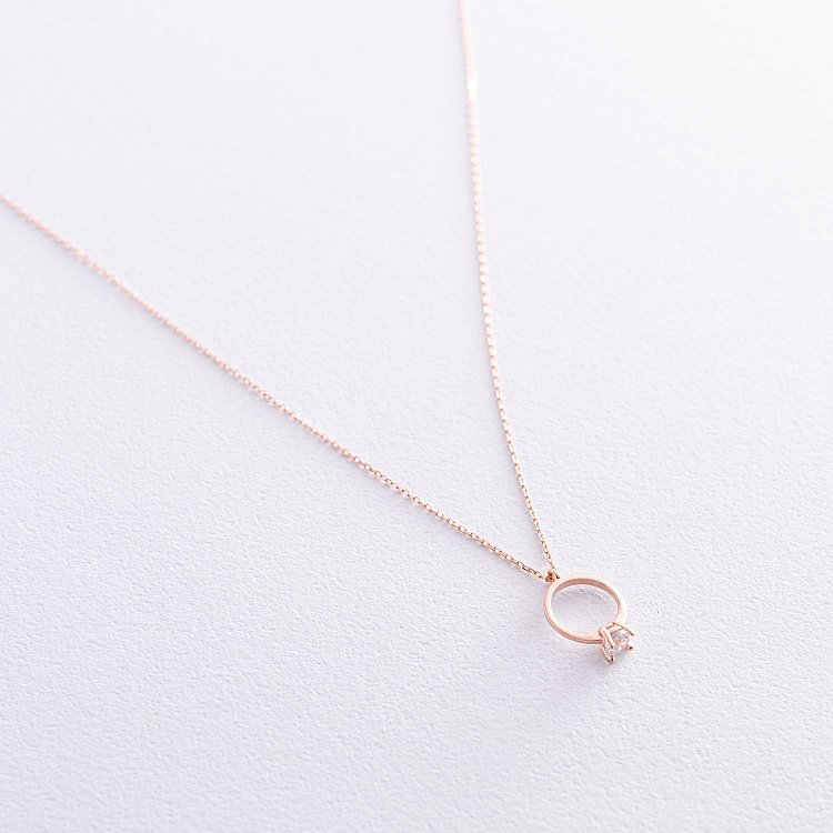 Золотое колье с помолвочным кольцом (фианит) кол00989 от ювелирного магазина Оникс