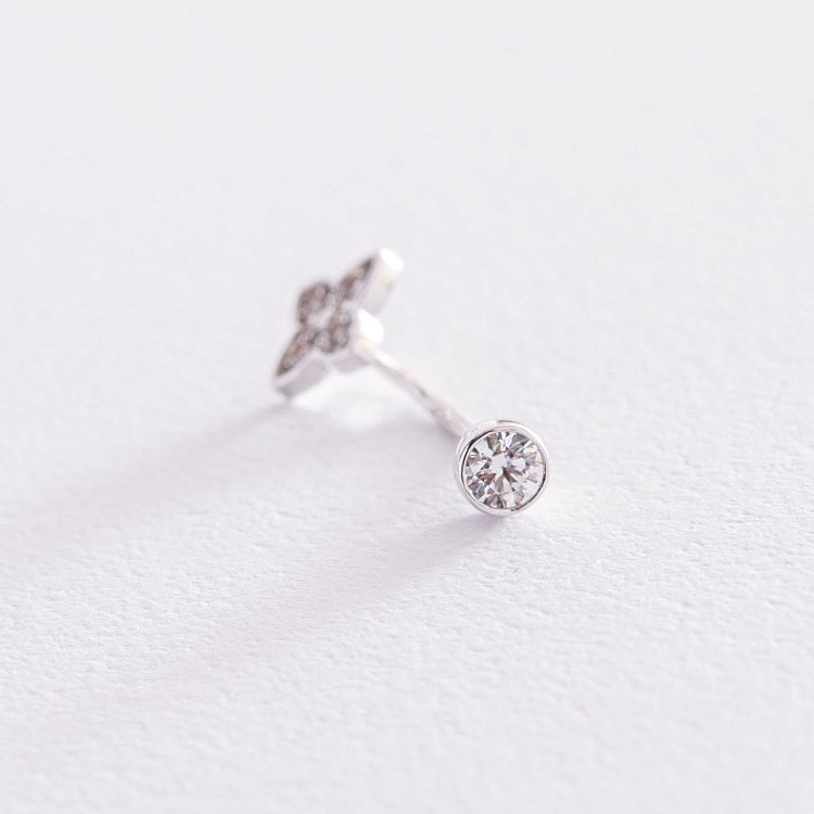 Золотой пирсинг в пупок "Клевер" с фианитами пир00248 от ювелирного магазина Оникс - 1