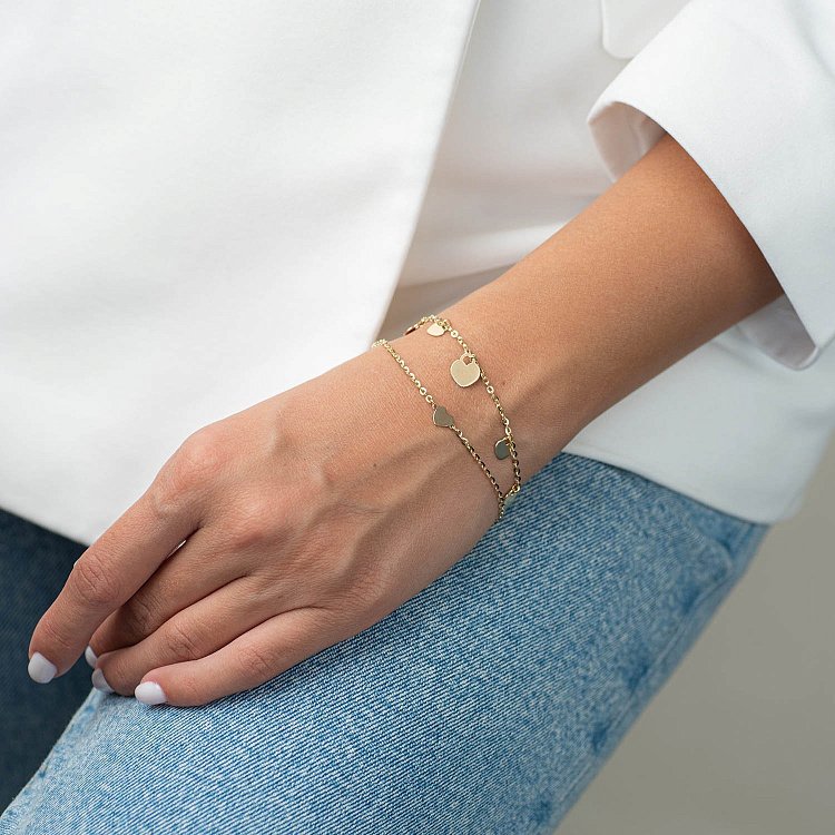 Браслет "Сердечки" в желтом золоте б04501 от ювелирного магазина Оникс - 2