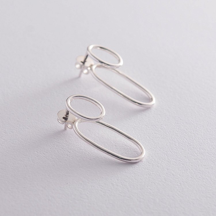 Серебряные серьги - пусеты "Таинственность" 122646 от ювелирного магазина Оникс - 1