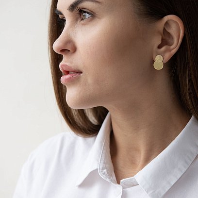 Золоті сережки "Кружечки" 470094M №2