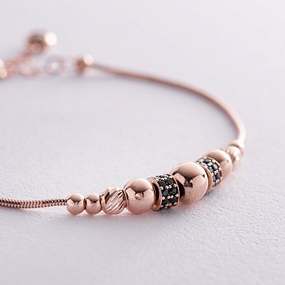 Браслет "Кульки" у червоному золоті (фіаніти) б05106 №3