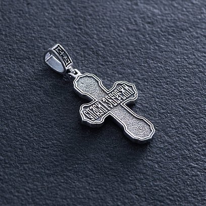 Серебряный крест "Распятие. Спаси и Сохрани" (на укр. языке) кду-24 №3