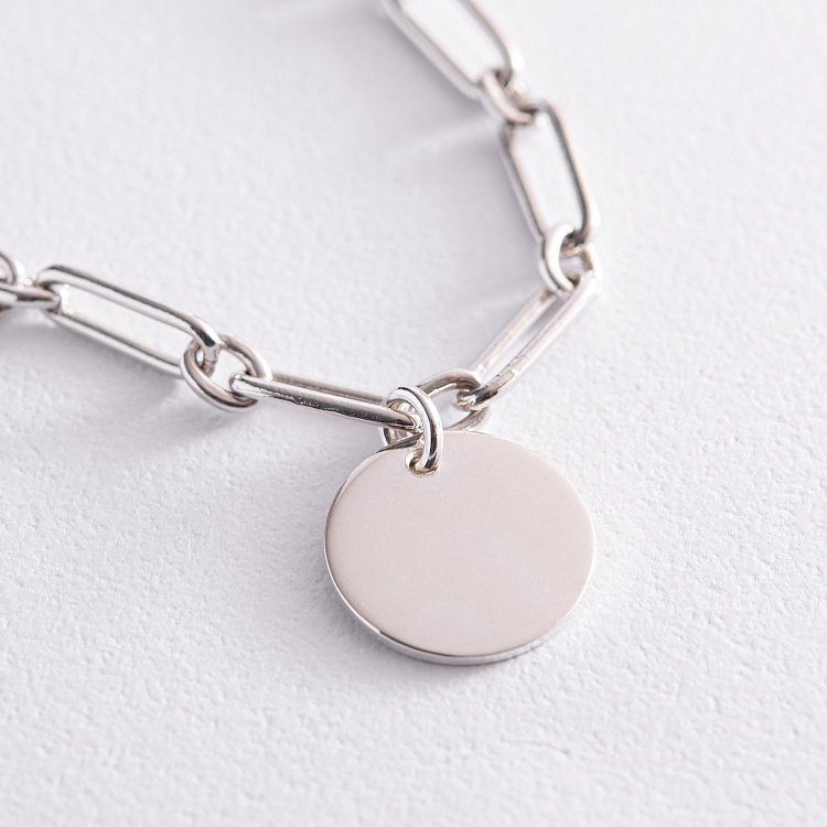 Серебряный браслет "Цепочка с монетами" (возможна гравировка) 141592 от ювелирного магазина Оникс - 3